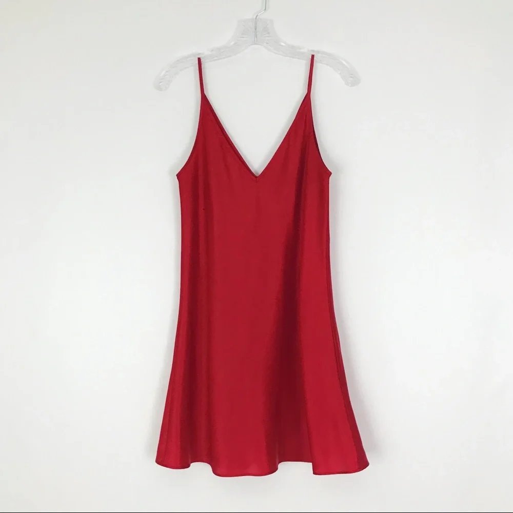 Vintage Satin Chemise Slip Dress in Red | Size S - Picture 8 of 11